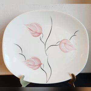 Antique Platter Earlton Ceramic Pink Flower Tray Glass Oval Plate Server